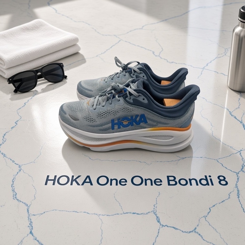 Hoka Bondi 8 Wide Harbor Mist Blue Running Shoes Mens 10.5 2E 1162013 DNP
